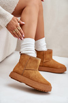 Womens Snow Boots On Platform Made Of Eco Suede Camel Atteria