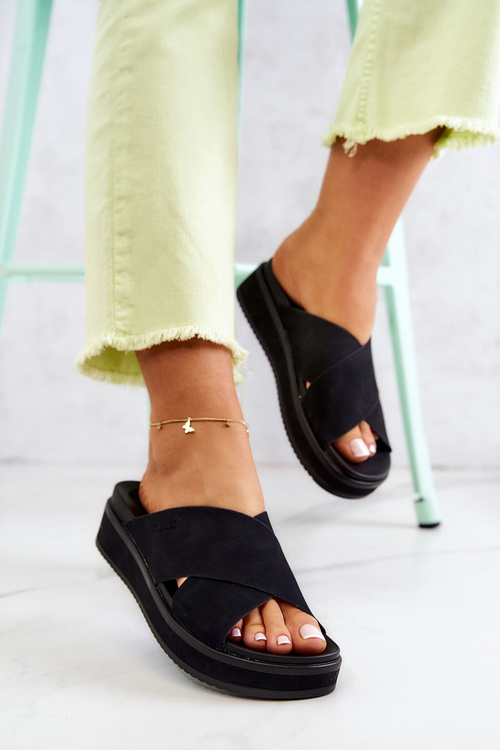 Leather Women's Slippers Big Star JJ274721 Black