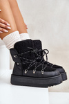 Women's Snow Boots On Platform With Lacing Black Riaviana