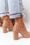 Spring Suede Boots On A Block Heel Vinceza 21-17095 Beige