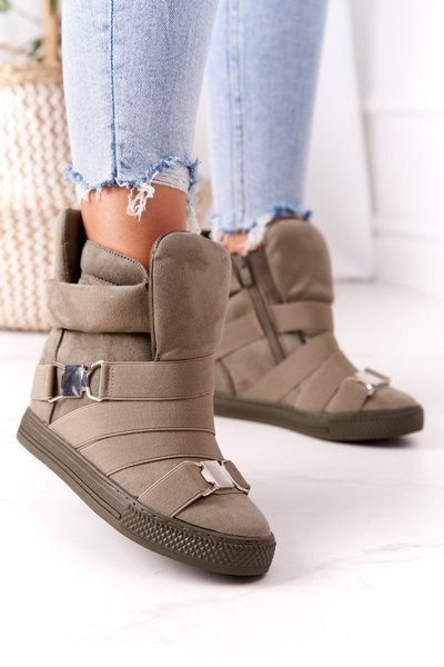 Suede Wedge Sneakers Lu Boo Olive