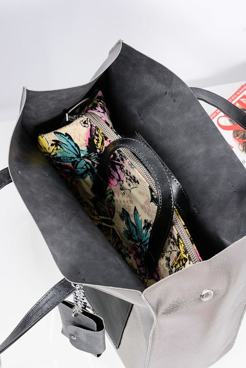 Large Silver Women's Shopper Handbag + Smaller Purse