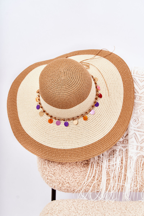 Straw Hat With Decorative Strip Beige-brown Lanetta