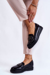 Leather Loafers On The Platform Black Abisso