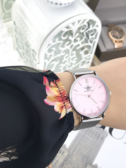 Women's Watch Michael John Florence Silver Pink Dial 40mm