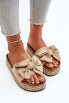 Women's Platform Sandals with Bow Beige Evatria
