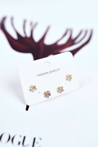 Women's Earrings Shamrock With Zircons Gold 2 pairs La Prima