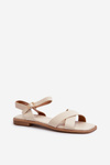 Flat Women's Sandals Made of Eco Leather S.Barski KV27-003 Beige