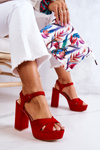 Suede Heeled Sandals Red Semilla