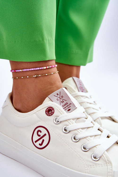Damskie Materiałowe Tenisówki Białe Cross Jeans LL2R4043