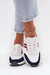 Leather Women's Sports Shoes White Navy Lorvessa