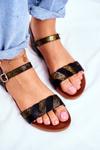 Leather Flat Sandals S.Barski Black-Gold