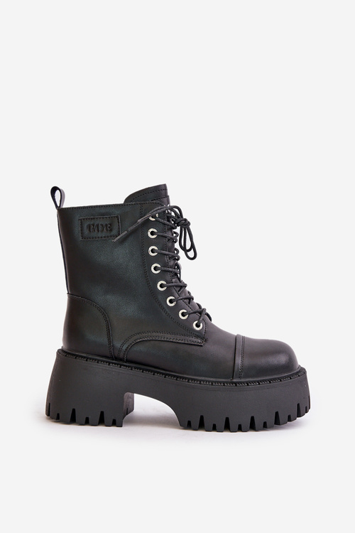 Warm Leather Ankle Boots Workers For Women With Zirconia GOE OO2N4125 Black