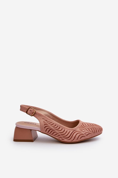 Pink Block Heel Court Shoes Gemifa