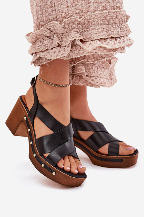 Leather Heeled Sandals Zazoo 1081 Black