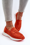 Women's Platform Loafers in Orange Eco Suede Inesqua