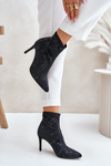 Slip On Decorative Stiletto Booties S.Barski HY42-161 Black