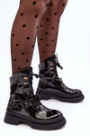 Women's Lacquered Platform Boots Nahili Black