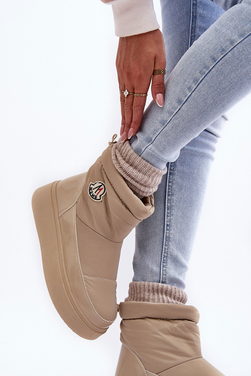 Women's Slip-On Snow Boots Platform Beige Gattea