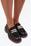 Leather Lacquered Ladies Moccasins With Separate Detail D&A MR52-173 Black