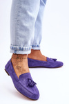 Suede Classic Fringed Loafers Violet Averil