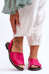 Leather Slip-on Sandals Fuchsia Alivia