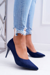 Women's Stilettos Suede Pointed Blue Cream