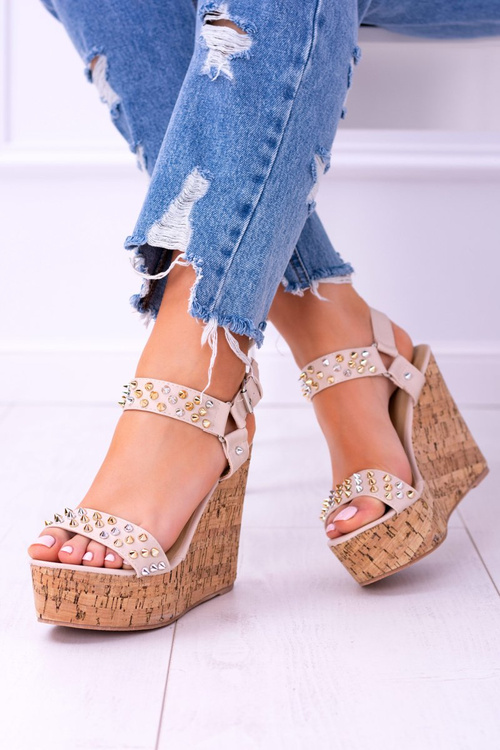 Lu Boo Beige Women's Valeria Studded Sandals