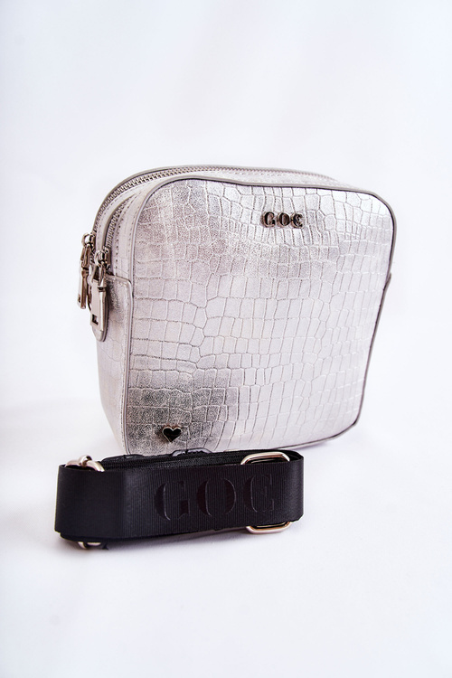 Leather Messenger Bag With Heart GOE ZNJ014 Silver