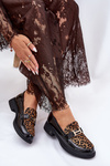 Leather Patent Loafers Leopard Vinceza 66790 Black