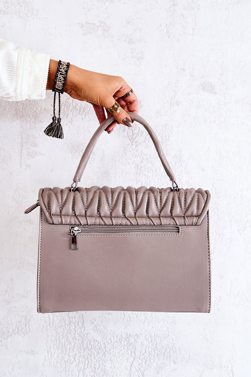 Quilted Letterman Handbag Grey Roselyn