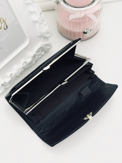 Large Ladies Black Wallet with Heart