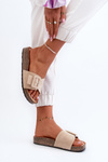 Women's Beige Eco Suede Sandals with Buckle Laeltia