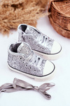 Children's Sneakers With Glitter Silver Ally