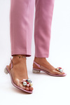 Transparent Low-Heeled Sandals with Pink Decoration D&A MR38-368