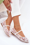 Mesh Ballet Flats With Embroidery And Decoration White Tillilora