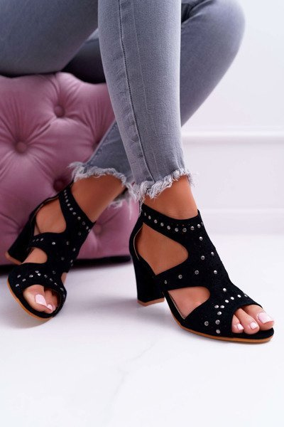 Suede Stiletto Sandals Lu Boo Black