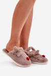 Womens Dark Beige Slippers With Reindeer Motif Sennalith