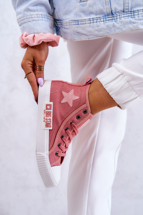 Trampki Damskie Klasyczne Wysokie Różowe Big Star JJ274382