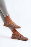 Women's Loafers with Flat Heel and Embellishment Dark Beige Aviole