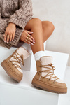 Women's Snow Boots On Platform With Lacing Light Brown Riaviana