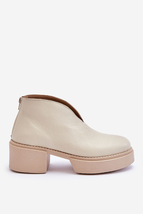 Leather Boots On Massive Heels Nicole 2795/054 Light Beige
