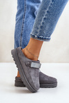 Women's Warm Slippers With Fur On Platform Gray Azida