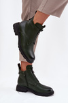Insulated Women's Boots with Zipper with Decorative Detail Dark Green Roselle