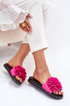 Ladies slippers adorned with flowers fuchsia Cellanen