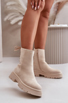 Suede Ankle Boots With Flat Heel Beige Lakyta