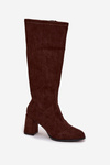 Women's High Heel Boots Made of Eco Suede Chocolate Yelisse