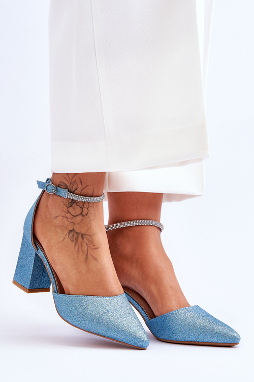 Elegant Shiny  Pumps With Rhinestones Blue Magic