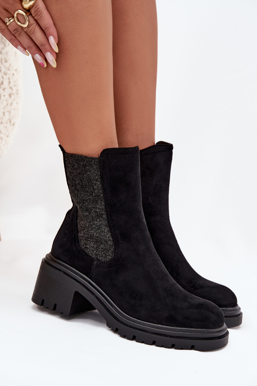 Women's Insulated Ankle Boots On Block Heel Black Zoralia