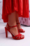 Women's Suede Sandals Red Silela